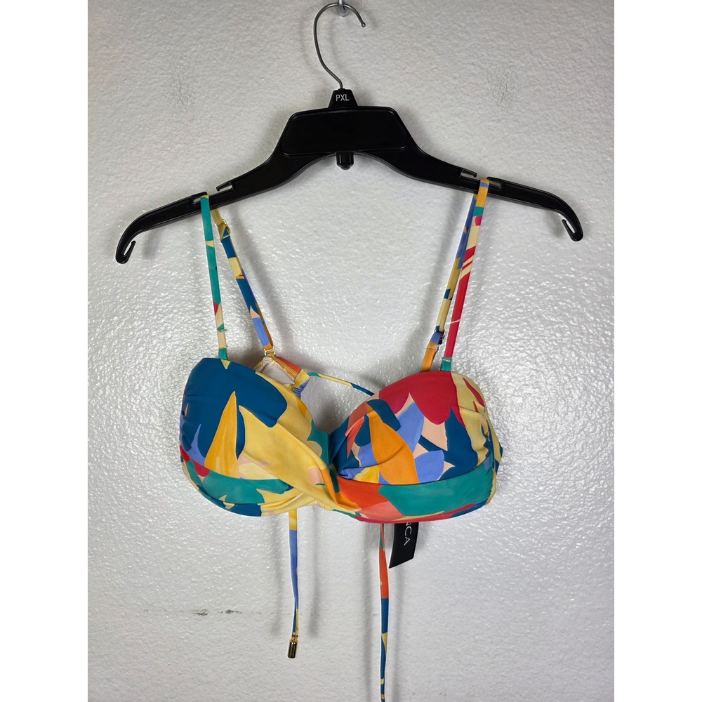 La Blanca Multi Color‎ Abstract Floral Twist Front Bikini Top UPF 50+ Womens 8